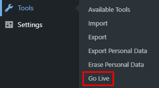 Go Live Update URLs plugin settings on WordPress