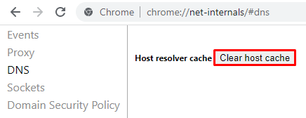 Clear host cache on Google Chrome