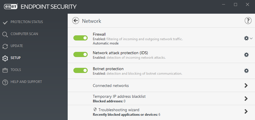 Endpoint Security interface