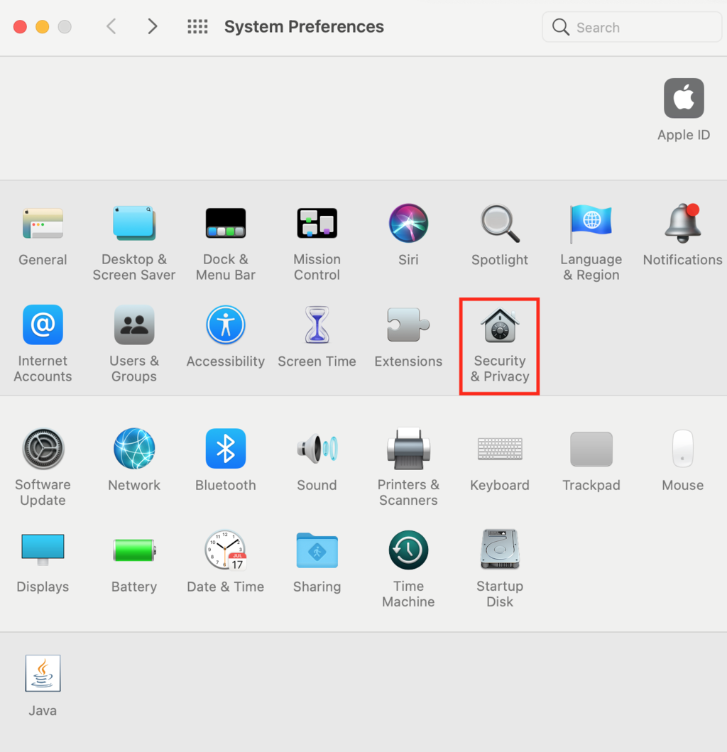 Access Mac Security & Privacy through System Preferences
