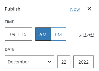 The Schedule Posts feature in the WordPress block editor
