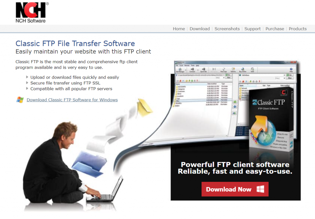 Classic FTP's homepage.