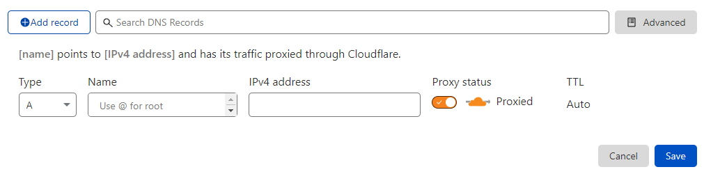 DNS records on Cloudflare.