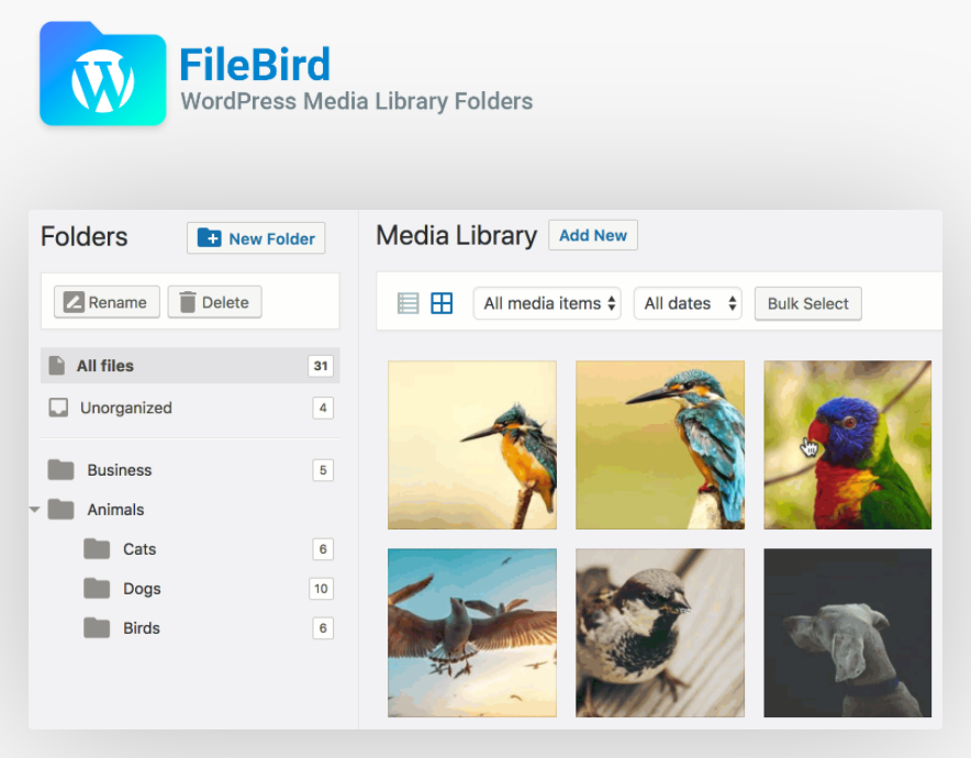 The FileBird plugin preview page on the CodeCanyon website