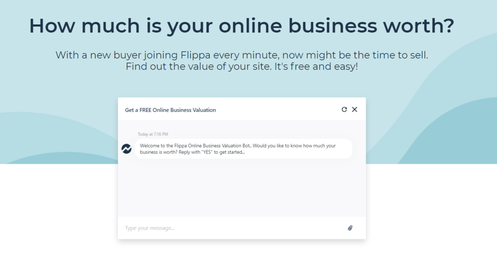 Screenshot of Flippa's home page