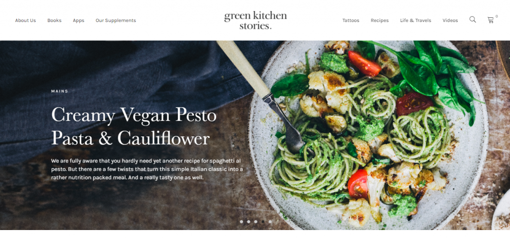 The Green Kitchen Stories website homepage.
