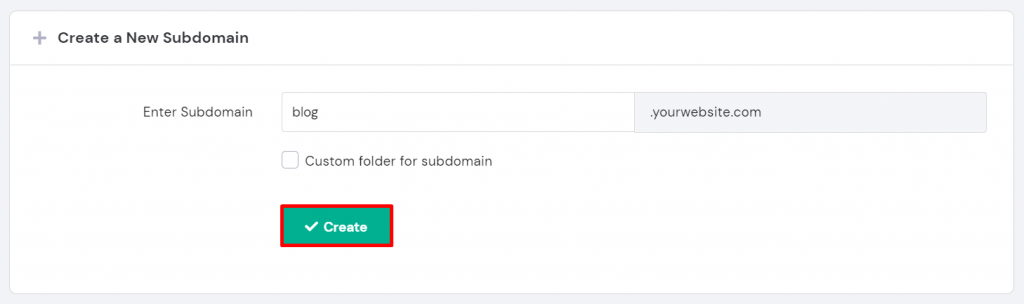 Creating a new subdomain on hPanel