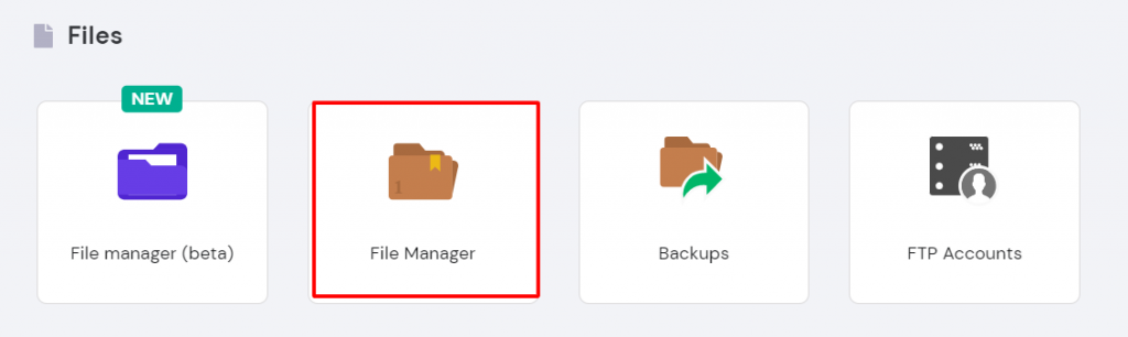 File Manager in hPanel