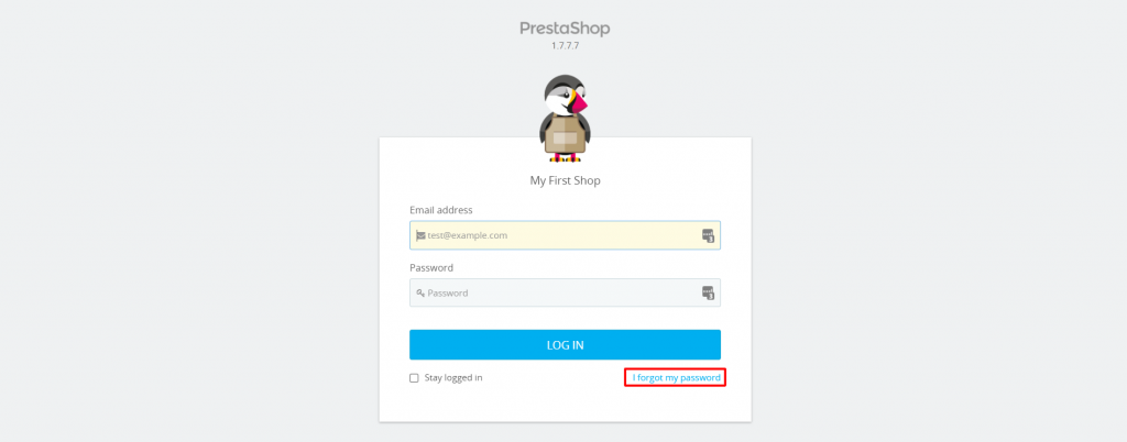 Forgot Password feature on PrestaShop login page