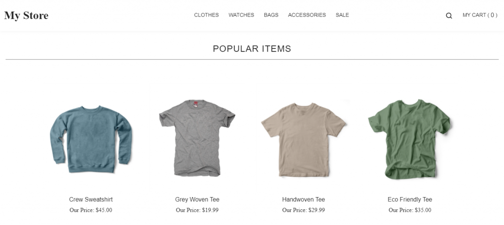 An example of Volusion online store