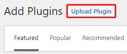 Upload plugin button.