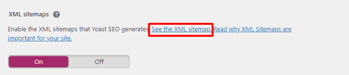 Click the link to see the site's XML sitemap