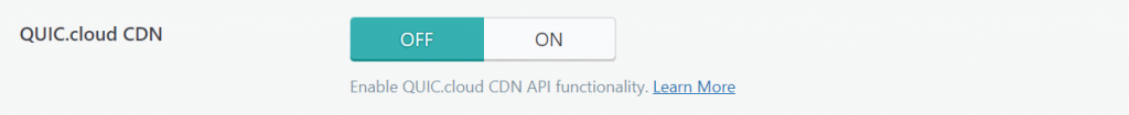 Turning on QUIC.cloud CDN on LSCache for WordPress.