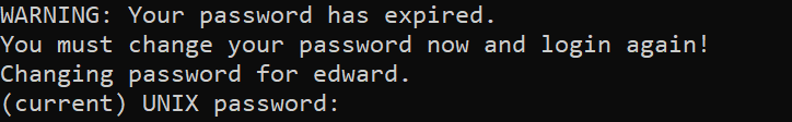 Prompt for a password change in the Linux login process.