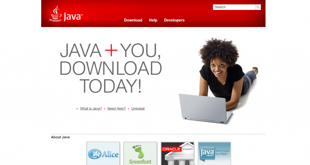Java's homepage.
