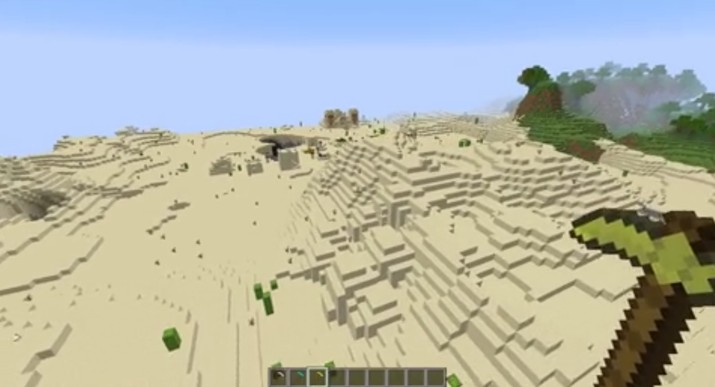 Minecraft gameplay with the WorldEdit mod.