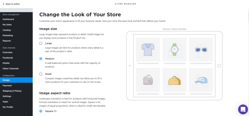Customize storefront appearance via Zyro Store Manager's Design menu.