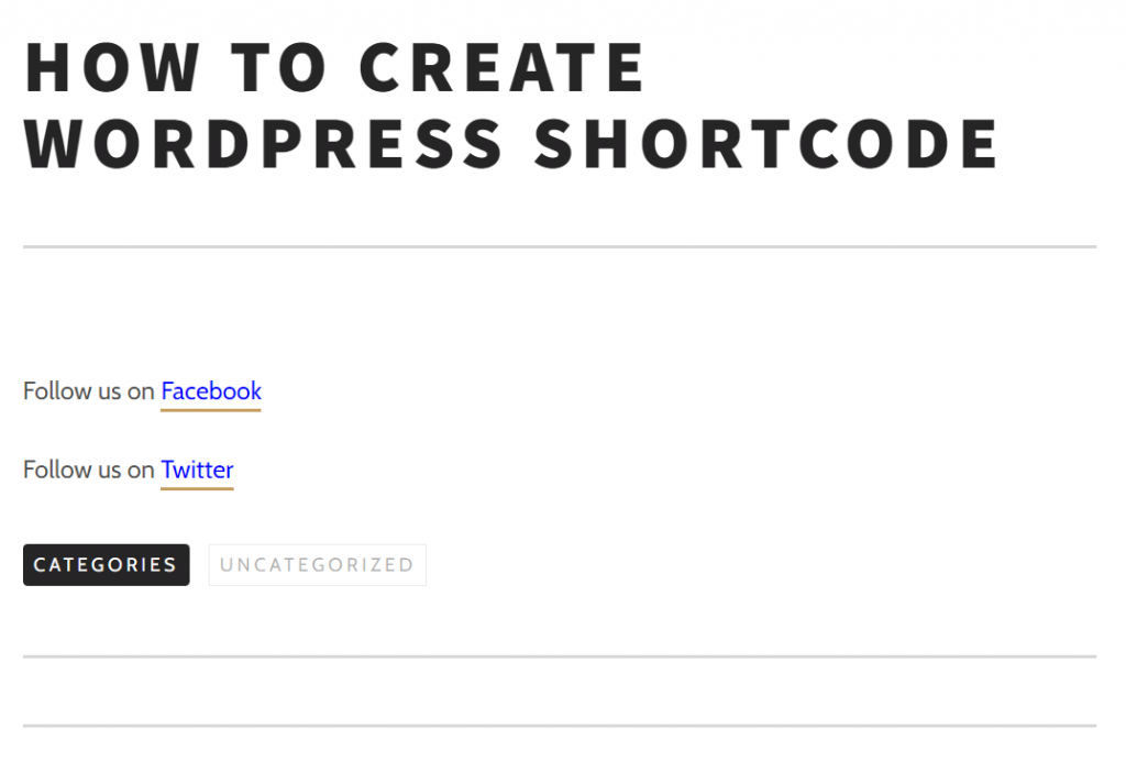 Outcome of the enclosing shortcode on the site's front-end