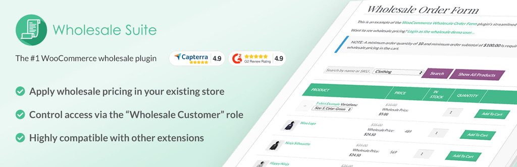 The banner of the Wholesale Suite plugin