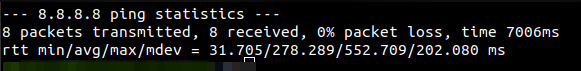 The results of a successful ping test on Linux.