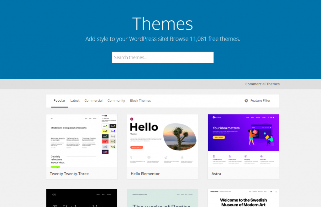  WordPress theme library, which has over 11,000 themes available