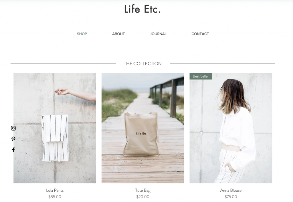 An example of an eCommerce store built with Wix