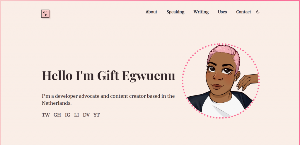 Gift Egwuenu's portfolio homepage