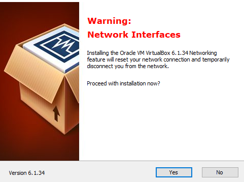 VirtualBox installer network interfaces warning