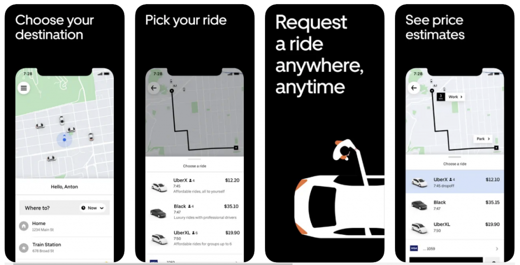 Step-by-step instructions on how to request a ride on Uber