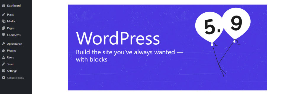 The welcome message from the installed WordPress version.