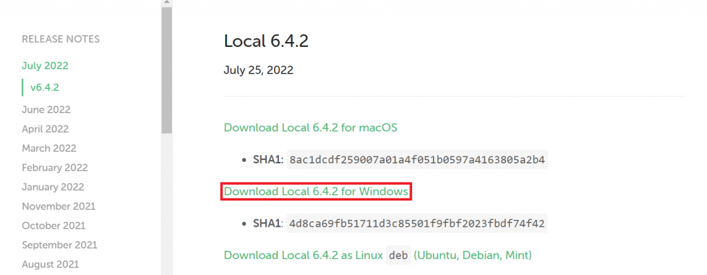 Local's latest version download page