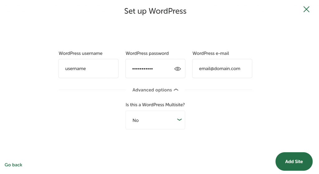 Setting up your WordPress account on Local