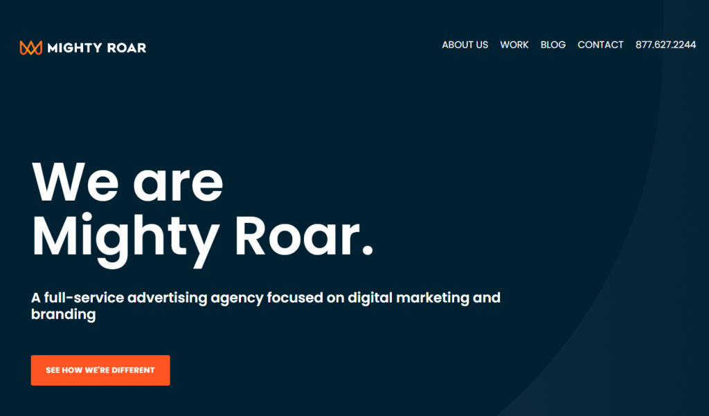 The home page of Mighty Roar, one of the top full-service web design companies