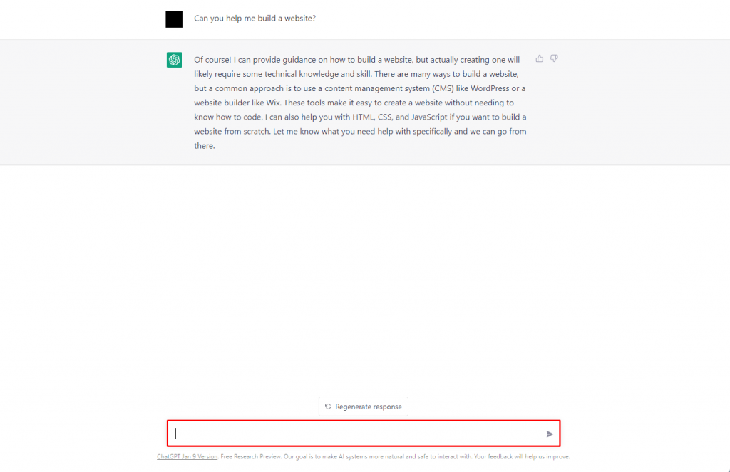 ChatGPT interface with the prompt input box highlighted
