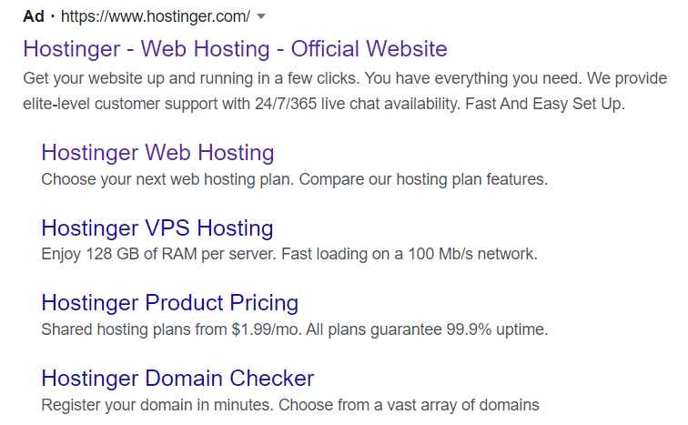 example of a Google Search Network ad