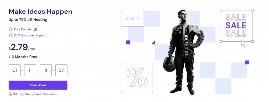 An example of Hostinger's "Claim Deal" CTA button used in practice
