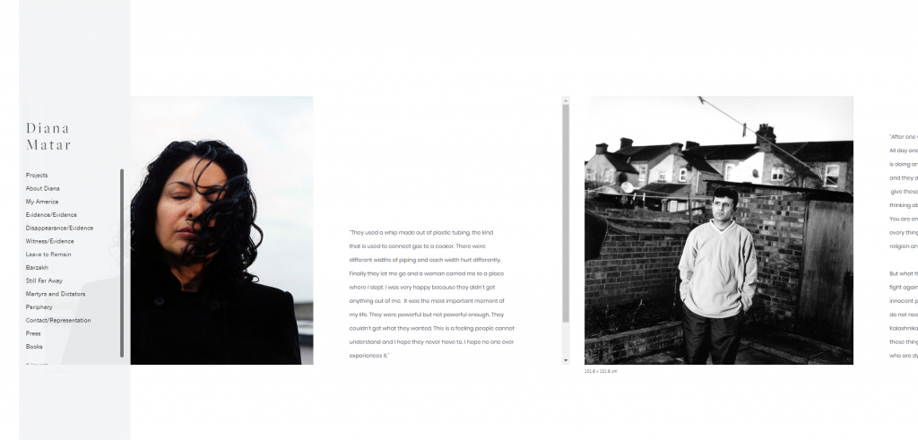 Diana Matar's photography website with photos and their short descriptions