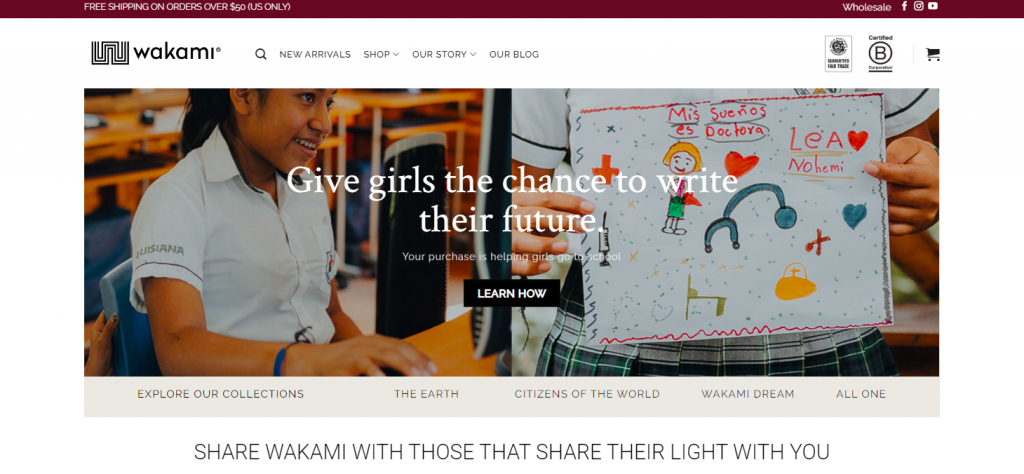 Wakami website homepage
