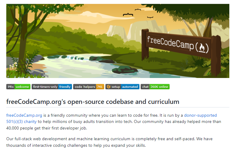 freeCodeCamp/freeCodeCamp GitHub repository