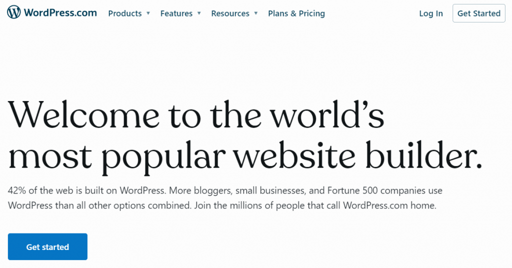 WordPress.com's landing page