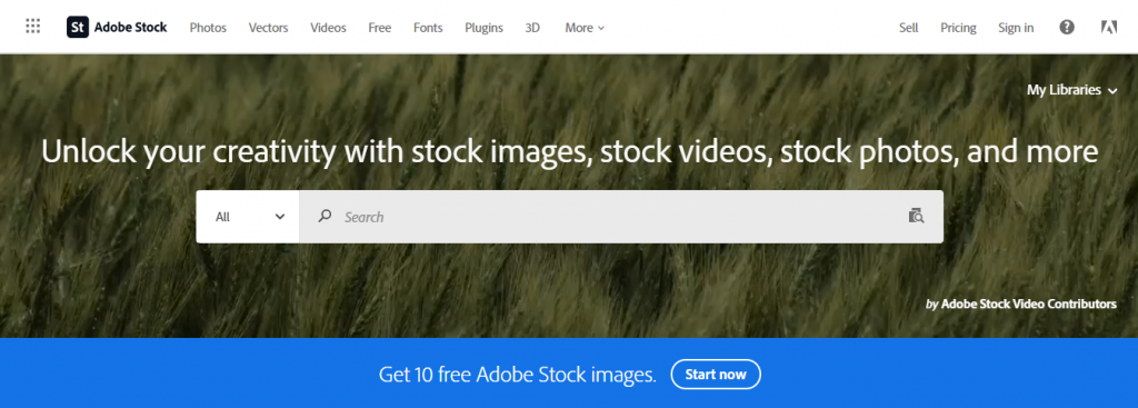 Adobe Stock website homepage