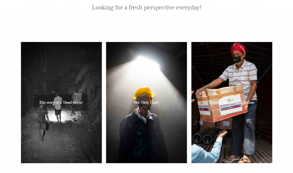 Indraneel Chowdhury homepage that displays the photographer's photojournal works