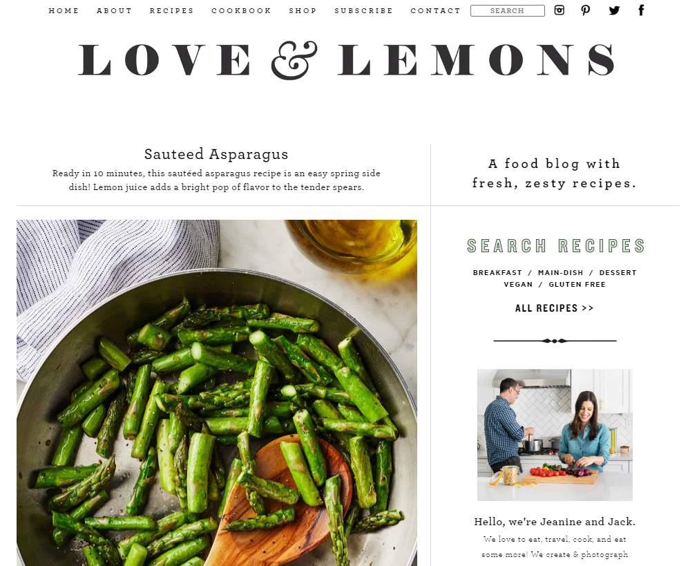 Love and Lemons' homepage
