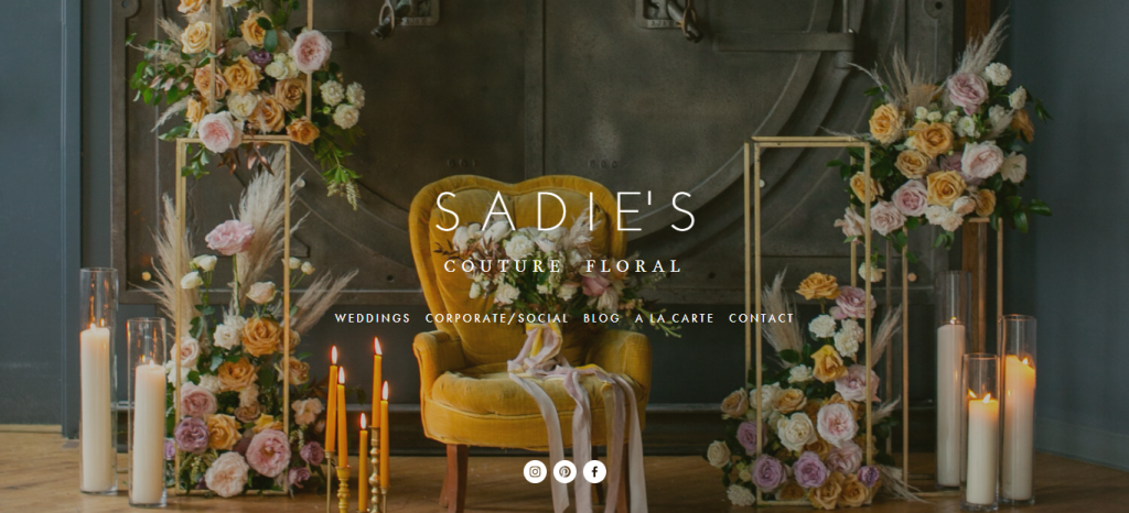 Sadie's Couture Floral website homepage