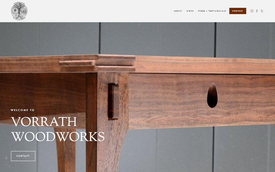 Vorrath Woodworks website homepage