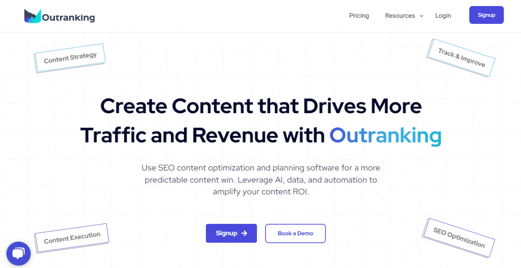 Outranking website landing page