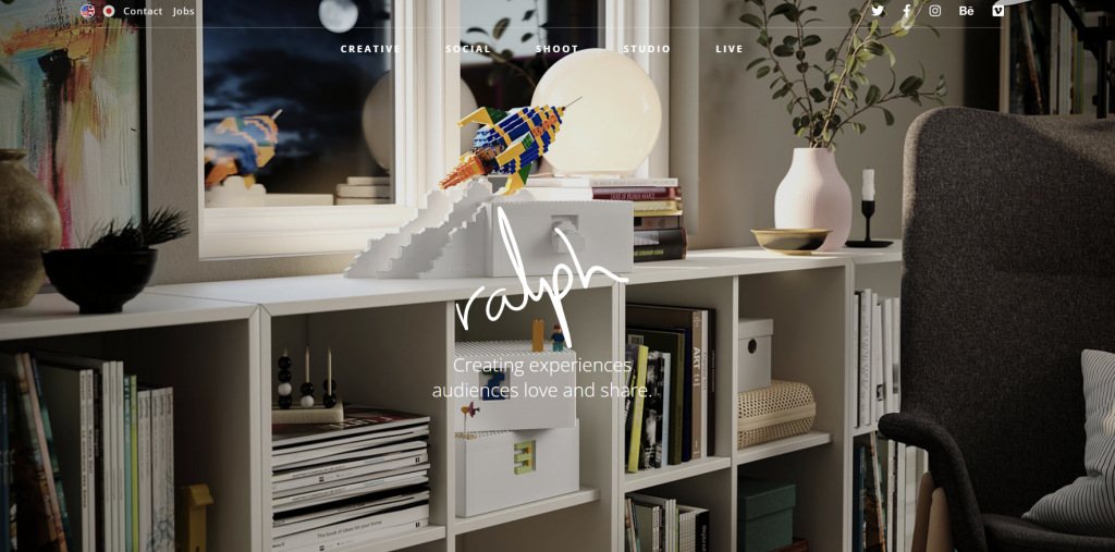 The homepage of Ralph creative agency