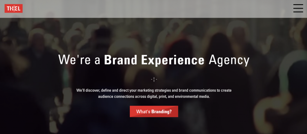 The homepage of THIEL creative agency