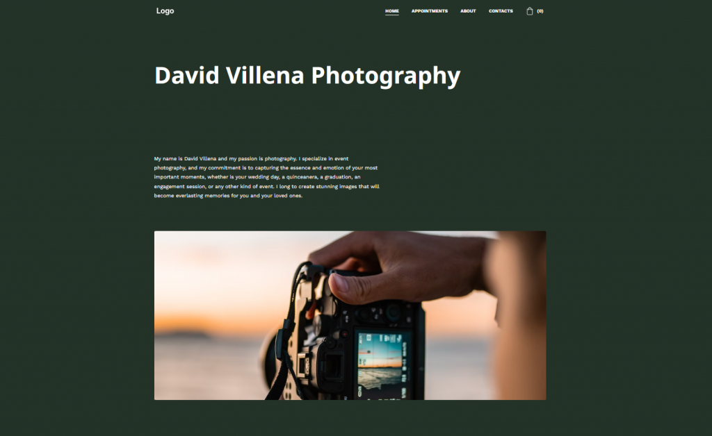 David Villena Photography website homepage
