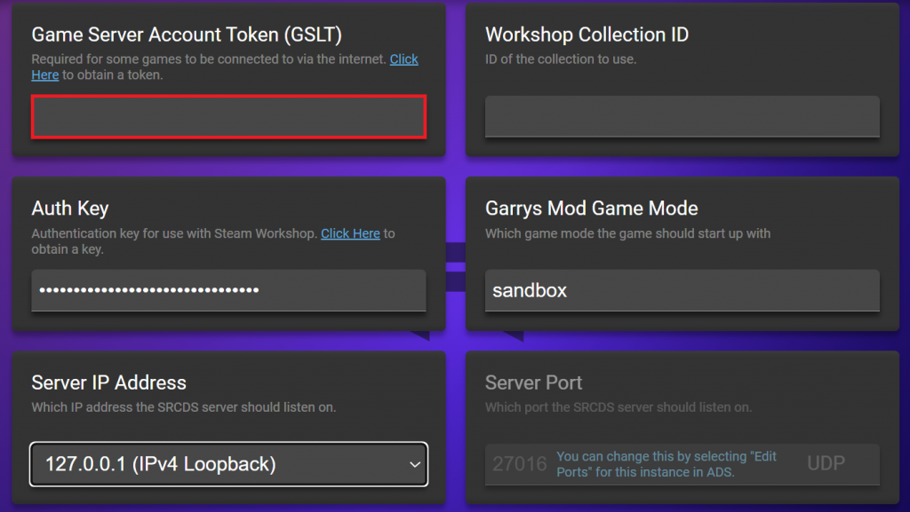 The Game Server Account Token field on the CS2 Server Settings page